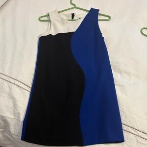 Milly Minis Colorblock Blue, Black & White A-Line Dress